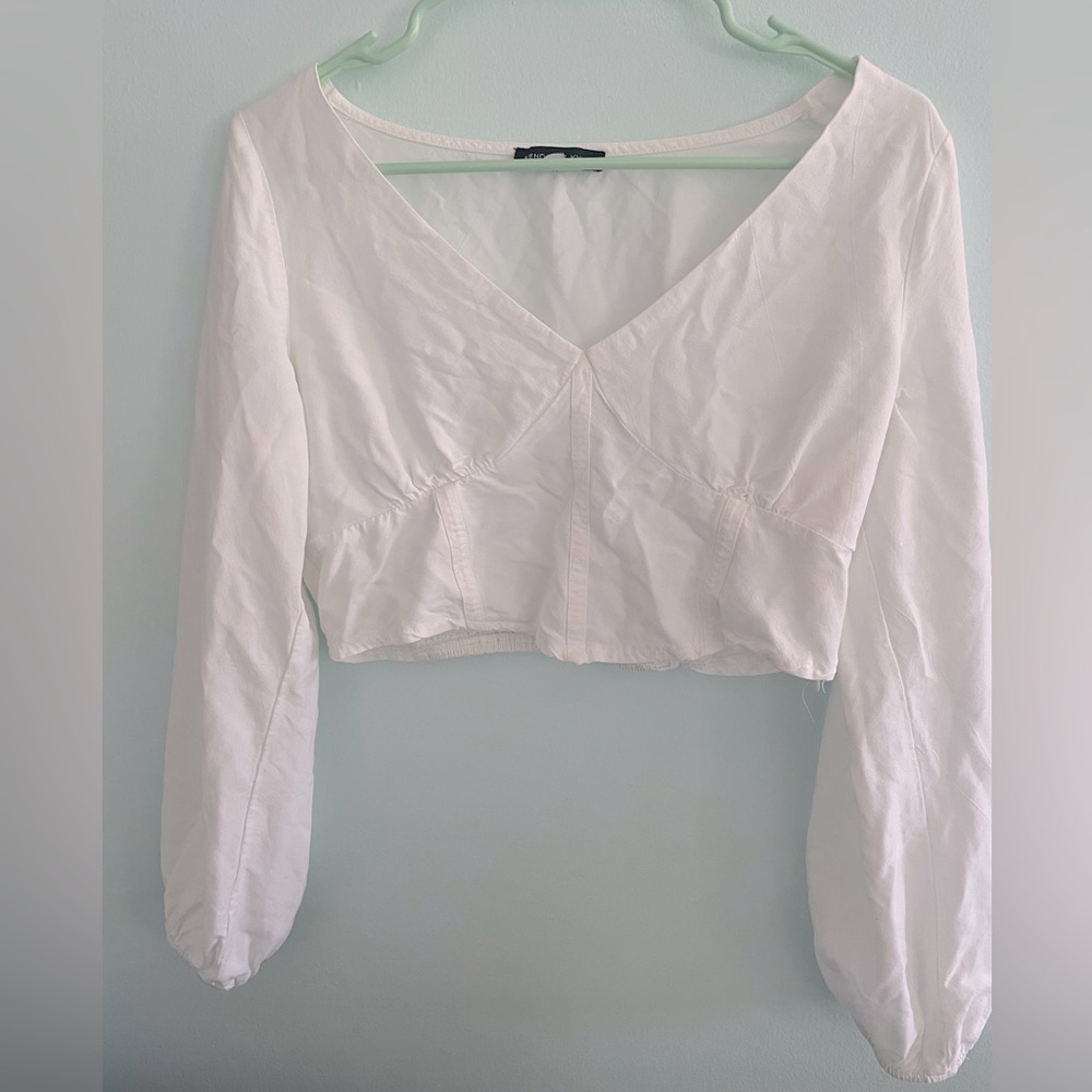 Kendall & Kylie Long Sleeve White Top